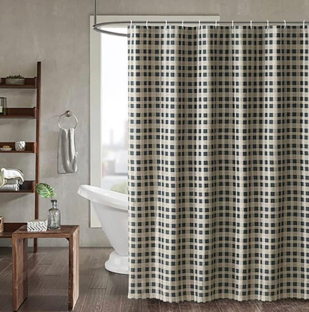 Country Plaid Black Shower Curtain